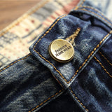 J Shaped Jeans Retro Fashion Slim Fit Straight Ripped Scratch Trendy Fashion Men