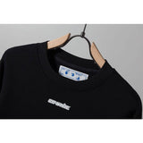 Off White Pullover Hoodie Sweatshirts Winter Arrow Print Round Neck Long Sleeve Sweater Owt
