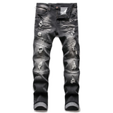 J Shaped Jeans New Men's Jeans Slim Straight Zip Pleated Trousers