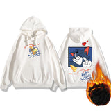 Tom And Jerry Hoodie Spring Fleece-Lined Loose Hooded Top