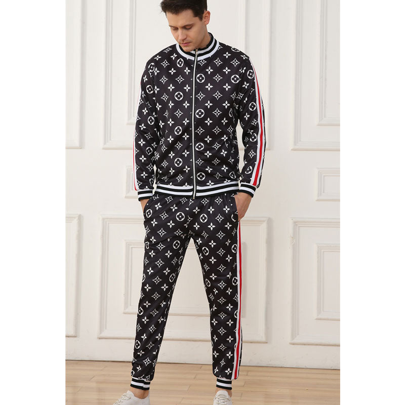 Men's Athletic Tracksui Men's Sports Coat and Pants Suit Letter Jogging Suit