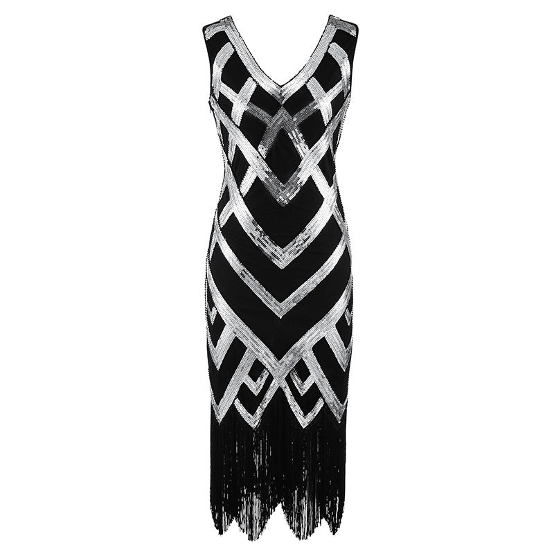 The Great Gatsby Prom Dresses Sequined Tassel Sleeveless Vintage Dress