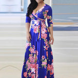 Black and White Dress V-neck Printed Large Swing Dress Long Skirt