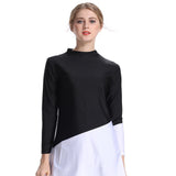 Burkini Muslim Swimwear Conservative Swimwear Color Block Beach Split Swimsuit Long Sleeve
