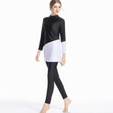 Burkini Muslim Swimwear Conservative Swimwear Color Block Beach Split Swimsuit Long Sleeve