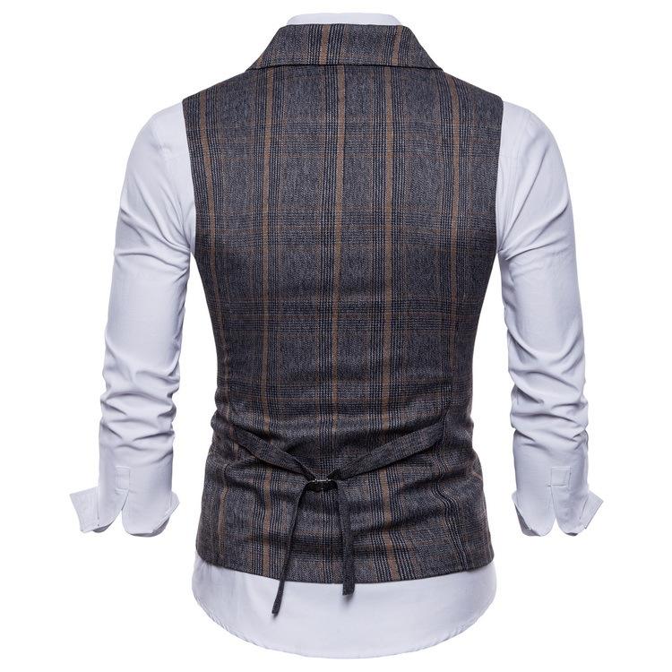 Tuxedo Vests Men Suit Vest Spring Men's Business Casual Plaid Vest