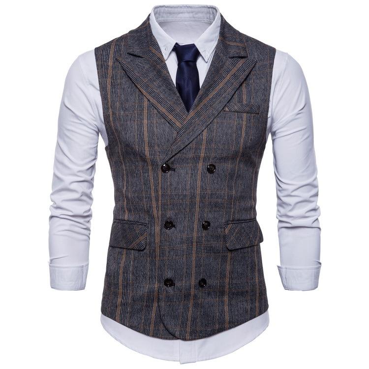 Tuxedo Vests Men Suit Vest Spring Men's Business Casual Plaid Vest
