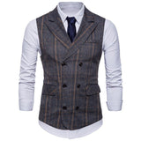 Tuxedo Vests Men Suit Vest Spring Men's Business Casual Plaid Vest