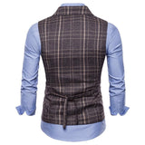 Tuxedo Vests Men Suit Vest Spring Men's Business Casual Plaid Vest