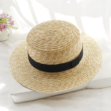 Straw Hat Simple Straw Wide Brim Top Hat for Women Sun-Proof Straw Hat