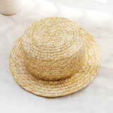Straw Hat Simple Straw Wide Brim Top Hat for Women Sun-Proof Straw Hat