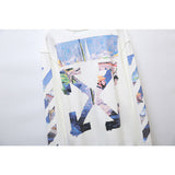 Off White Long Sleeve Round Neck Sweatshirt Autumn And Winter Monet Oil Painting Series Crew Neck Pullover Sweatshirt