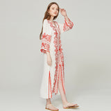 Women Dresses Embroidered Totem Elegant Split Dress