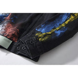 Arrow Denim Jacket Jean Coat Autumn and Winter Graffiti Casual Jacket Owt Fireworks Destruction Distressed Denim