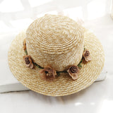 Straw Hat Simple Straw Wide Brim Top Hat for Women Sun-Proof Straw Hat