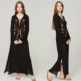 Women Dresses Summer Bohemian Embroidered Dress Maxi Dress