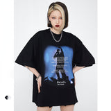 Blackair T Shirt Vintage Letter Print round Neck Loose Short Sleeves T-shirt