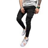 J Shaped Jeans New Men's Jeans Skinny Jeans Multi-Pocket Ripped Tooling