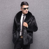 Beaver Coat Men Winter Men Leather Coat Slim-Fit Zipper