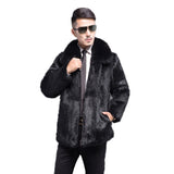 Beaver Coat Men Winter Men Leather Coat Slim-Fit Zipper