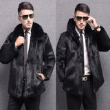 Beaver Coat Men Winter Men Leather Coat Slim-Fit Zipper