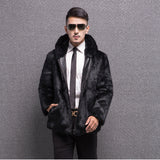 Beaver Coat Men Winter Men Leather Coat Slim-Fit Zipper