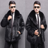 Beaver Coat Men Winter Men Leather Coat Slim-Fit Zipper
