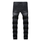 J Shaped Jeans New Men 'S Jeans Motorcycle Slim Straight Knee Ripped Stretch