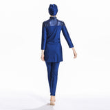 Burkini Muslim Swimwear Conservative Swimwear Slim Fit Patchwork Three-Piece Set Beachwear Women