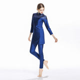 Burkini Muslim Swimwear Conservative Swimwear Slim Fit Patchwork Three-Piece Set Beachwear Women