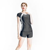 Burkini Muslim Swimwear Color Matching Shorts Short Sleeve Top Two-Piece Set Beachwear