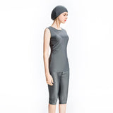 Burkini Muslim Swimwear Solid Color Vest Pants with Hat Three-Piece Set