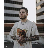 Present T Shirt Rose Skull Print Distressed round Neck T-shirt