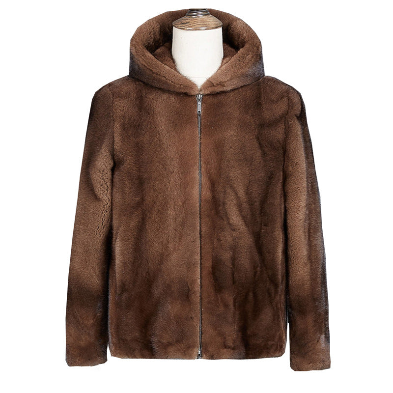 Beaver Coat Men Hooded Coat Marten Overcoats Men's Coat