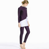 Burkini Muslim Swimwear Conservative Swimwear Color Block Beach Split Swimsuit Long Sleeve