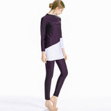 Burkini Muslim Swimwear Conservative Swimwear Color Block Beach Split Swimsuit Long Sleeve