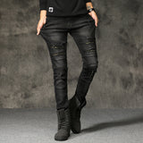 J Shaped Jean Men's Jeans Slim Ripped Motorcycle Elastic Pants