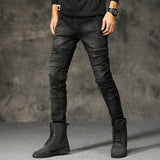 J Shaped Jean Men's Jeans Slim Ripped Motorcycle Elastic Pants