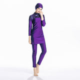 Burkini Muslim Swimwear Conservative Swimwear Slim Fit Patchwork Three-Piece Set Beachwear Women