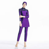 Burkini Muslim Swimwear Conservative Swimwear Slim Fit Patchwork Three-Piece Set Beachwear Women