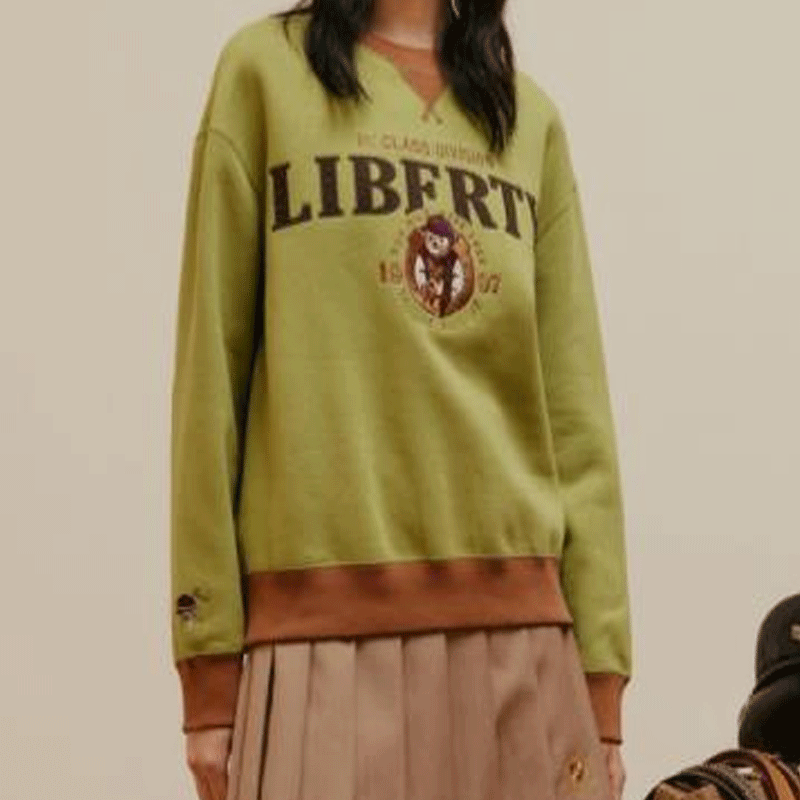 Diana Harvard Sweatshirt Cartoon Embroidered Preppy Style Velvet Padded Loose round Neck Sweater