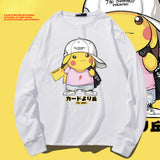 Men and Women Pokemon Pikachu Hoodie Cartoon Anime Long Sleeve T-shirt