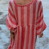 Beth Dutton Bohemian Dress Winter Autumn Midi Dresses Striped Printed Dress