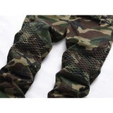 J Shaped Jeans Men's Motorcycle Men's Personality Pleated Slim Stretch Camouflage