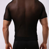 Transparent Shirt for Men Tight Sexy Mesh Transparent Short Sleeve T-shirt