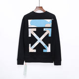 Off White Sweatshirts Long Sleeve round Neck Sweater Autumn Off Blue Arrow Ocean Cloud Cotton Sweater for Men and Women