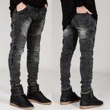 J Shaped Jeans New Men's Jeans 3D Cutting Slim Elastic Skinny Pants Motorcycle