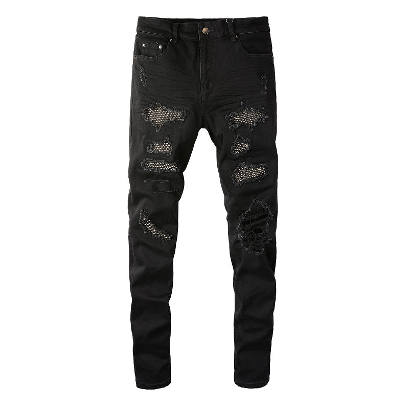 Amiri Jeans Casual Hip Hop Wash Splash-Ink Painted Slim Jeans Casual Fashionable 8565