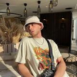 Present T Shirt Rose Skull Print Distressed round Neck T-shirt