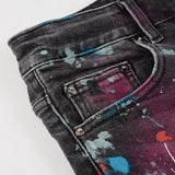 Amiri Jeans Casual Hip Hop Wash Splash-Ink Painted Slim Jeans Casual Fashionable 5636